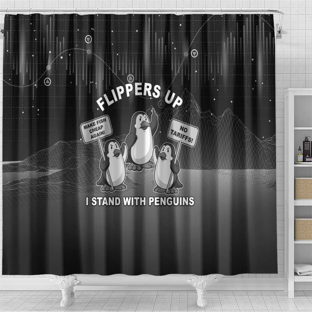 Funny Penguin Resist Shower Curtain Flippers Up I Stand With Penguins LT05