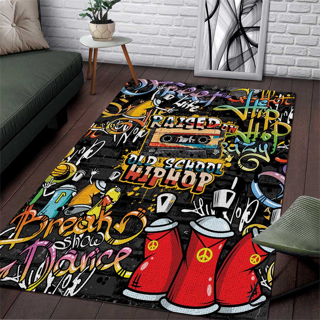 Raised On Hip Hop Area Rug Graffiti Art Style LT05