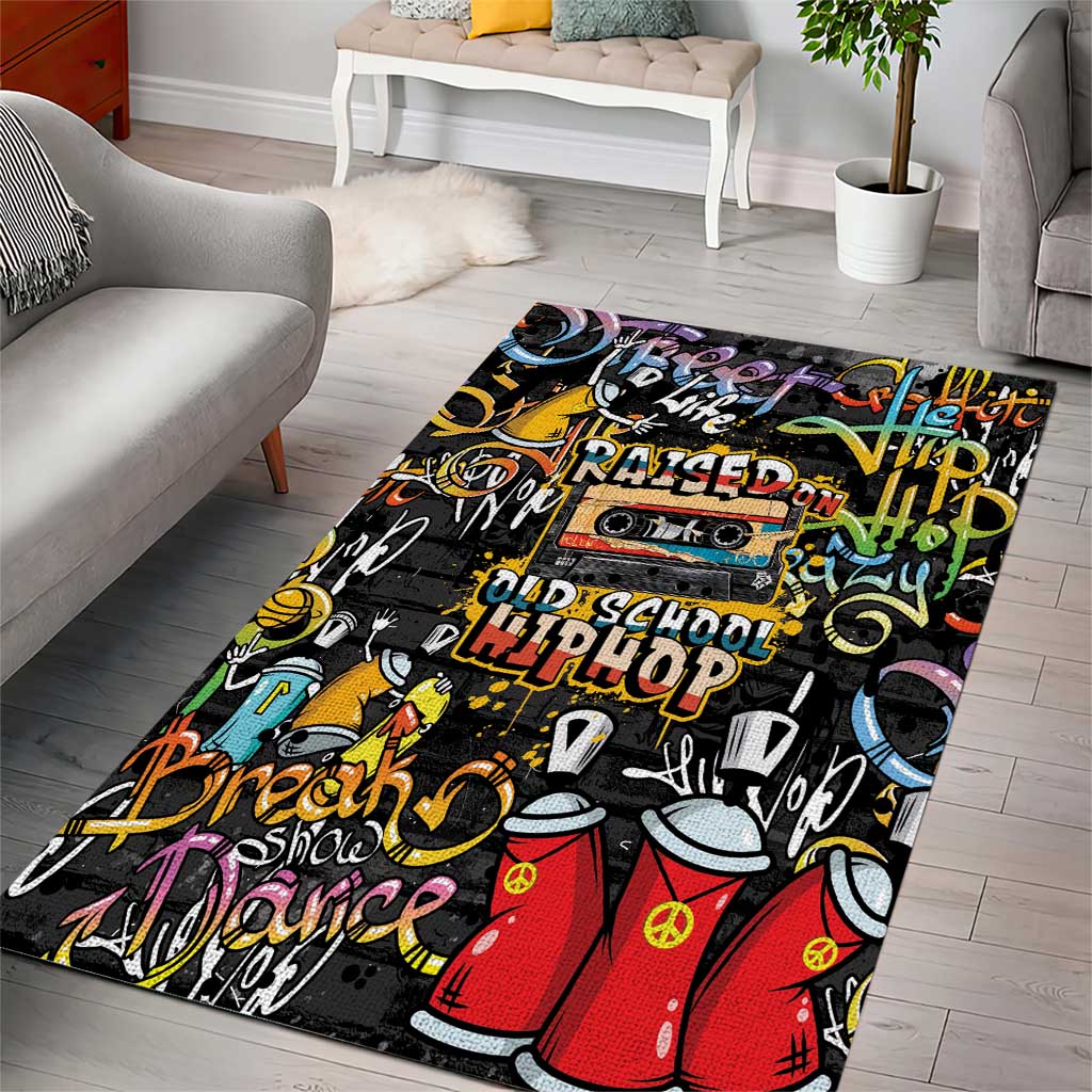 Raised On Hip Hop Area Rug Graffiti Art Style LT05