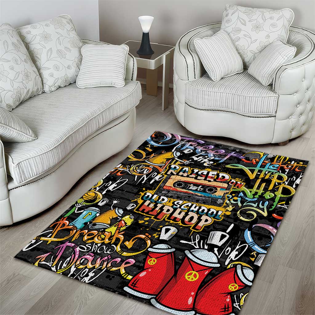 Raised On Hip Hop Area Rug Graffiti Art Style LT05