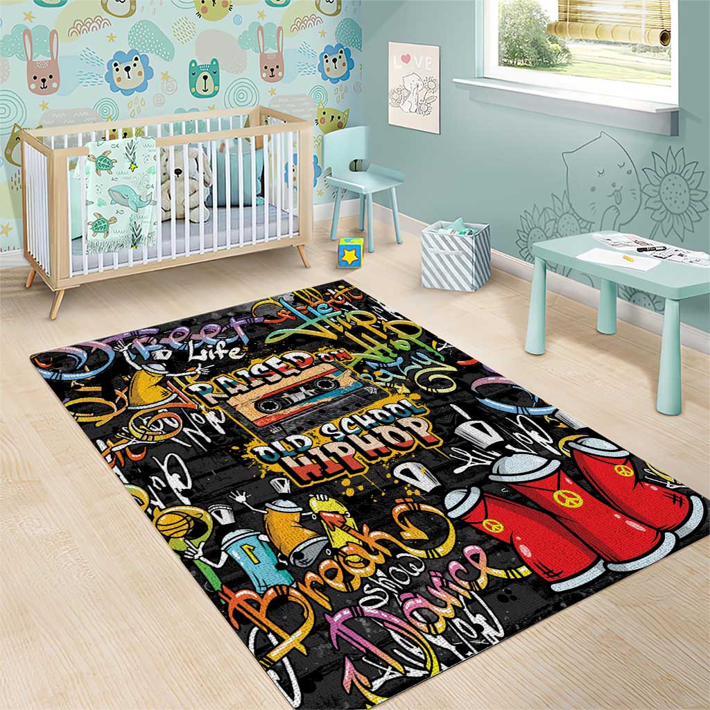 Raised On Hip Hop Area Rug Graffiti Art Style LT05