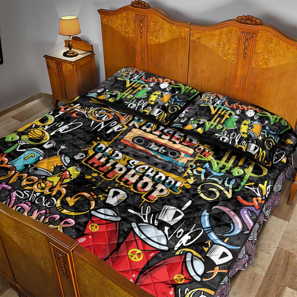 Raised On Hip Hop Quilt Bed Set Graffiti Art Style LT05