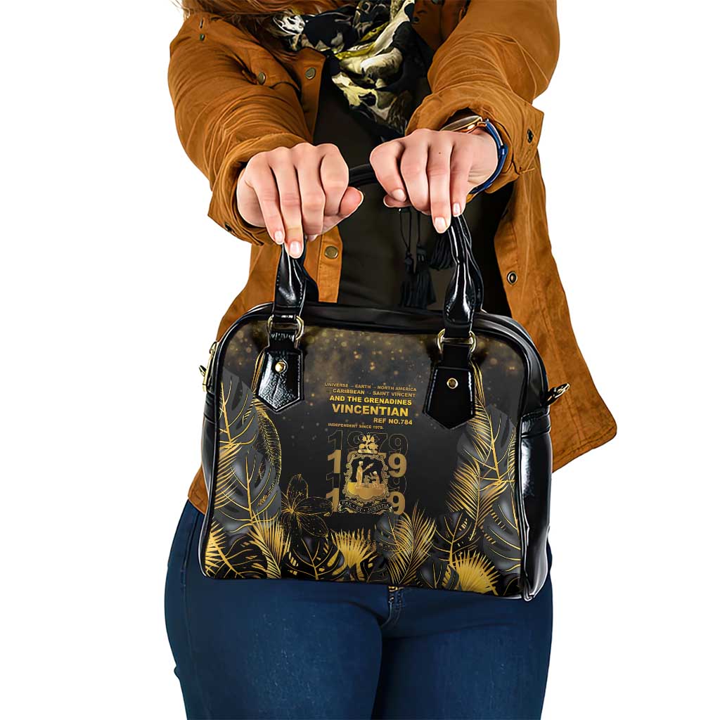 Saint Vincent And The Grenadines 1979 Shoulder Handbag Gold Tropical Leaves And Coat Of Arms LT05
