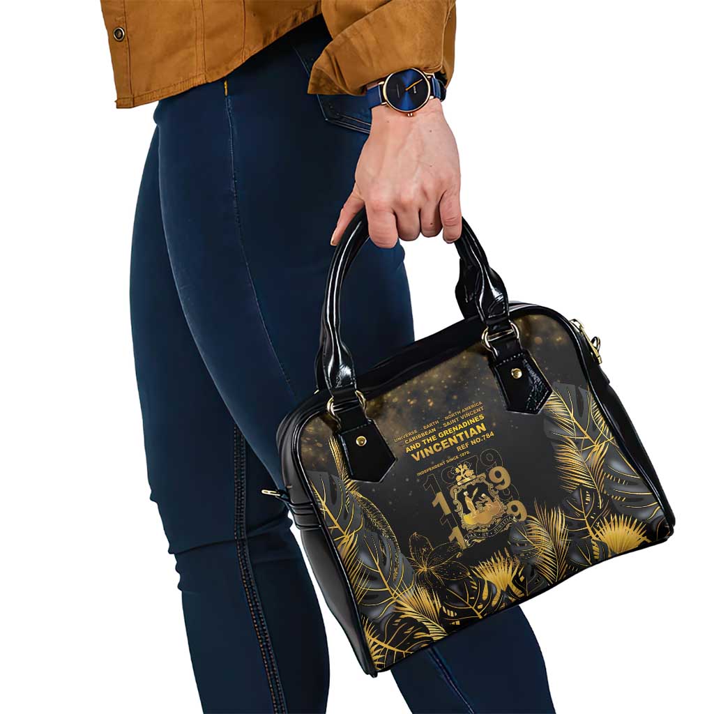 Saint Vincent And The Grenadines 1979 Shoulder Handbag Gold Tropical Leaves And Coat Of Arms LT05