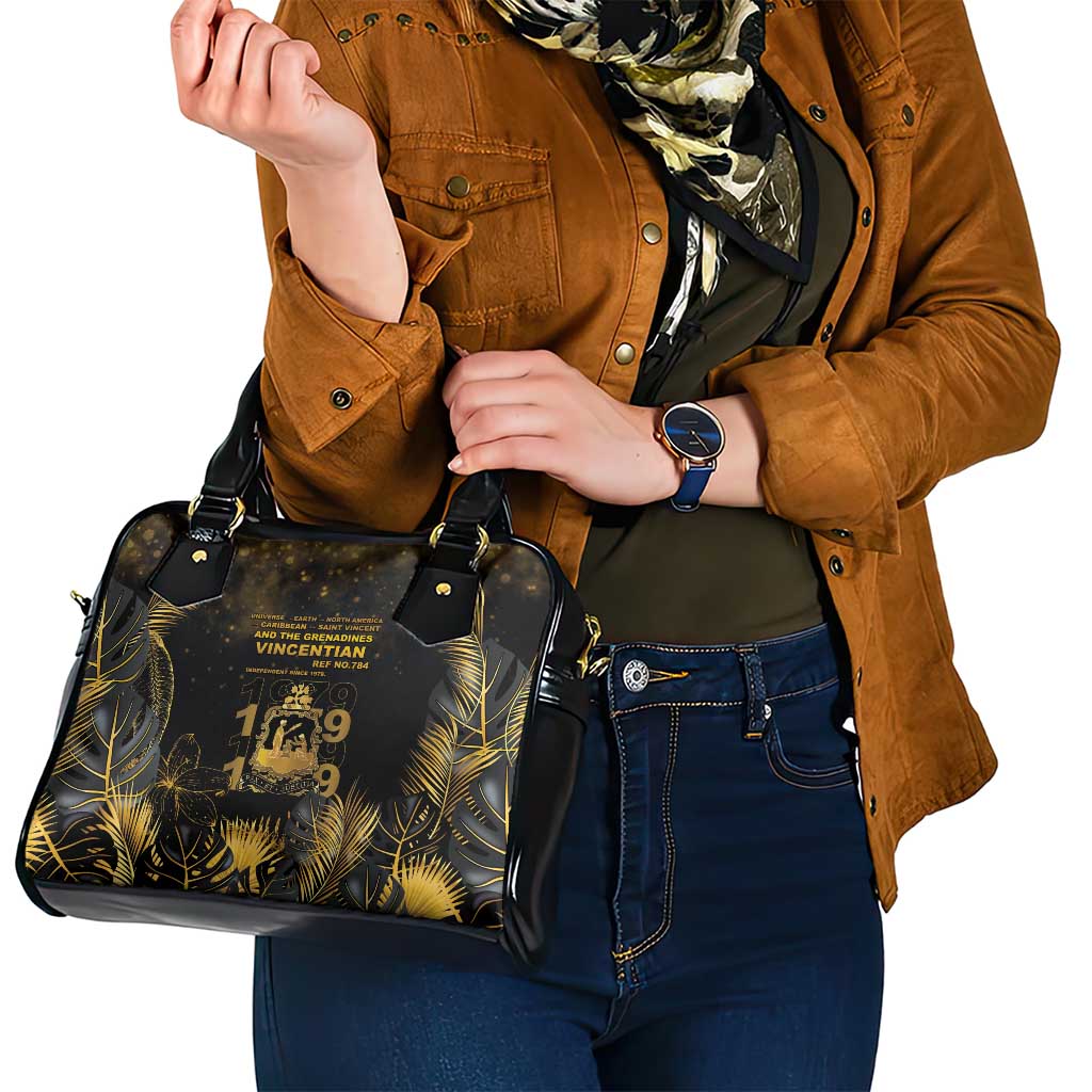 Saint Vincent And The Grenadines 1979 Shoulder Handbag Gold Tropical Leaves And Coat Of Arms LT05