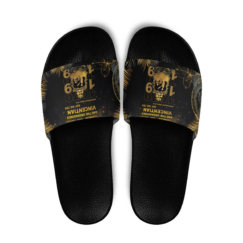 Saint Vincent And The Grenadines 1979 Slide Sandals Gold Tropical Leaves And Coat Of Arms LT05