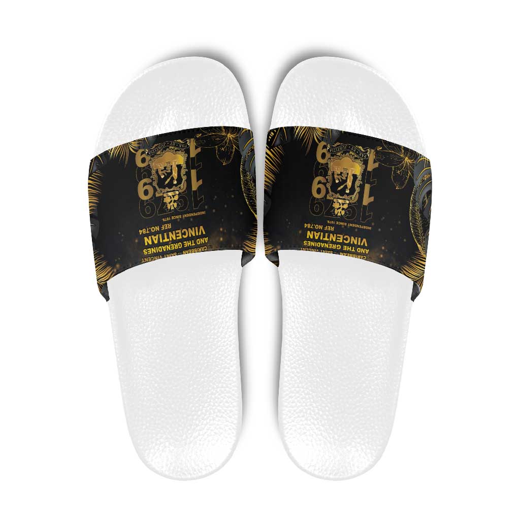 Saint Vincent And The Grenadines 1979 Slide Sandals Gold Tropical Leaves And Coat Of Arms LT05