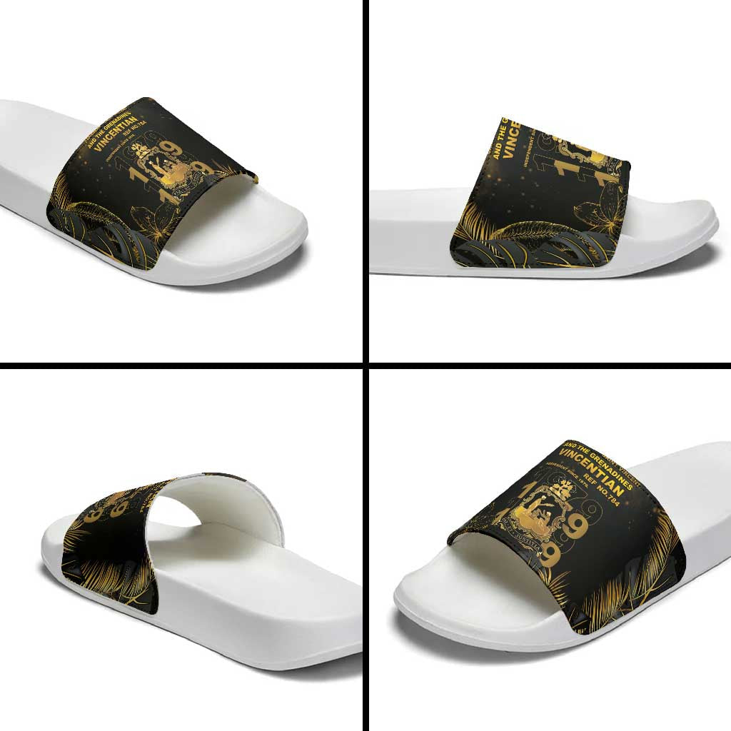 Saint Vincent And The Grenadines 1979 Slide Sandals Gold Tropical Leaves And Coat Of Arms LT05
