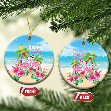 Hawaii Christmas Ceramic Ornament Deck The Palms Holiday Flamingos LT05