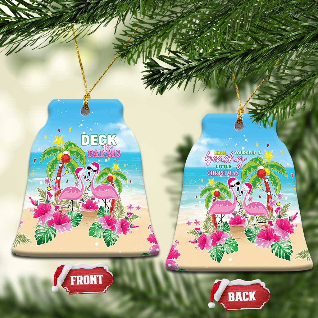 Hawaii Christmas Ceramic Ornament Deck The Palms Holiday Flamingos LT05