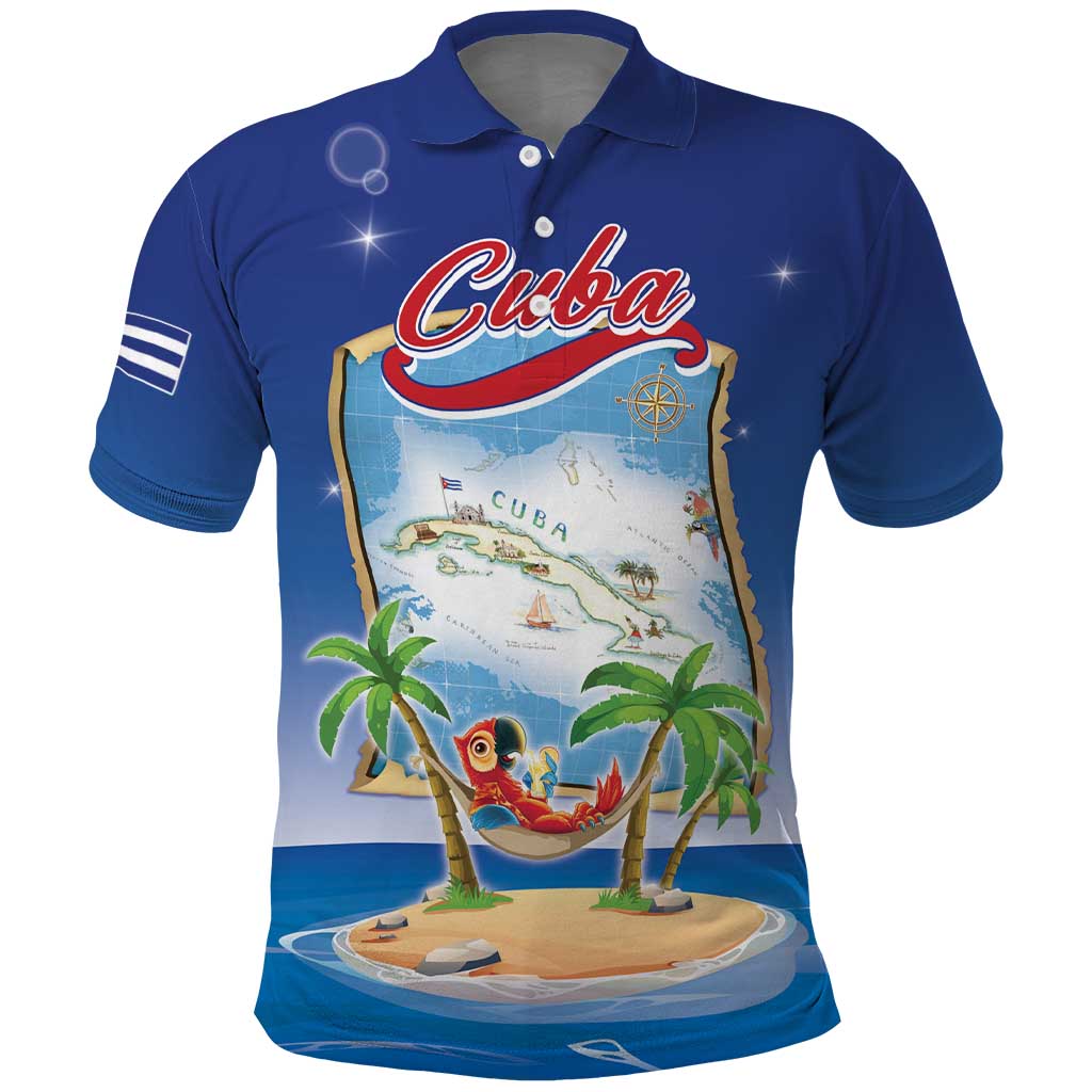 Cuba Polo Shirt Funny Macaw Decorative Map LT05
