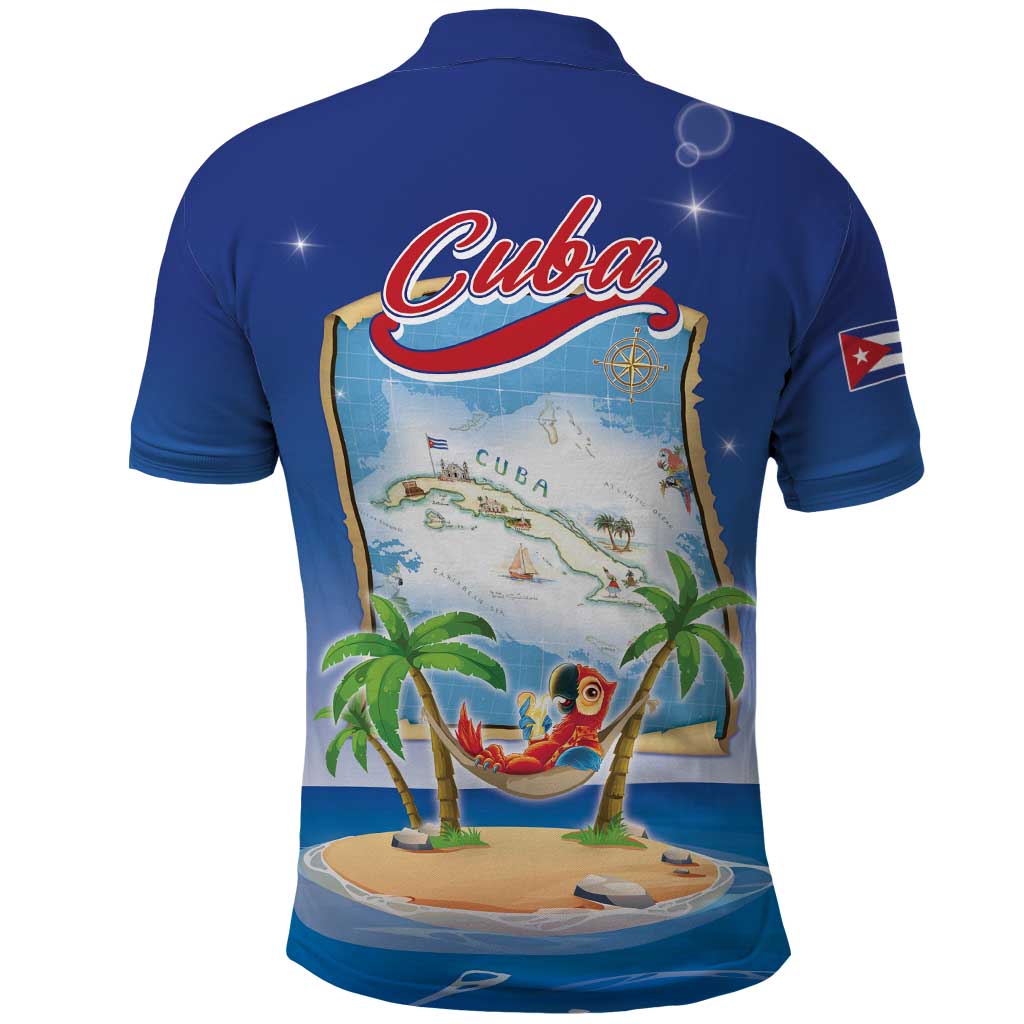 Cuba Polo Shirt Funny Macaw Decorative Map LT05