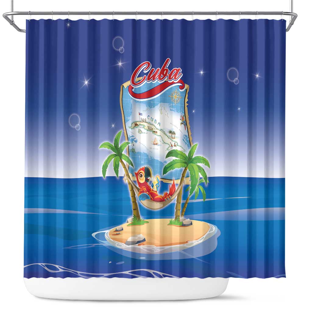 Cuba Shower Curtain Funny Macaw Decorative Map LT05