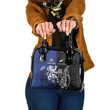 New Zealand And Scotland Rugby Shoulder Handbag Maori Tiki With Thistle Together LT05