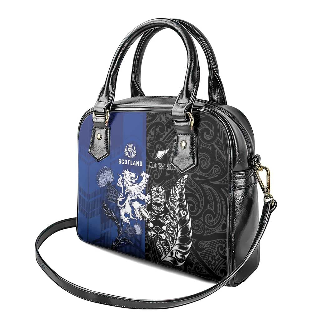 New Zealand And Scotland Rugby Shoulder Handbag Maori Tiki With Thistle Together LT05