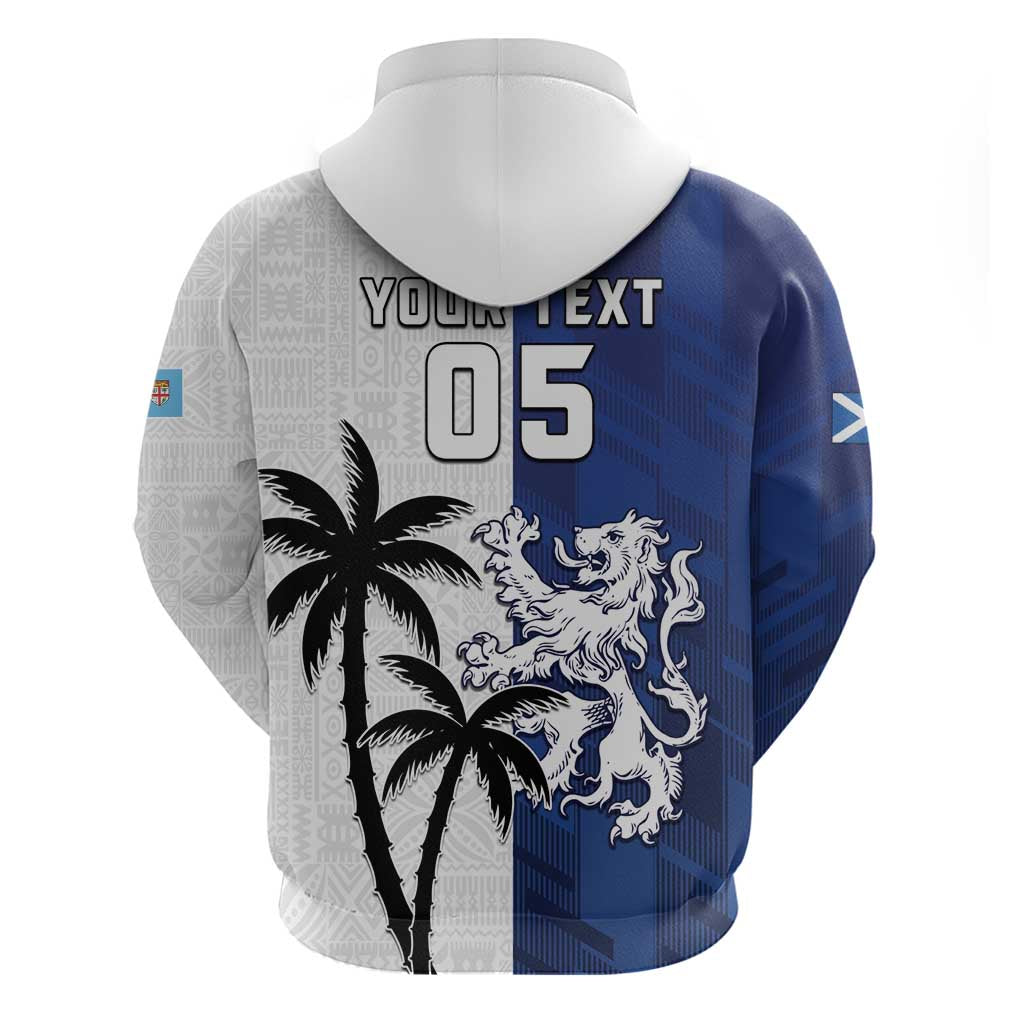 Fiji And Scotland Rugby Custom Hoodie Fijian Palm Tree With Thistle Together LT05