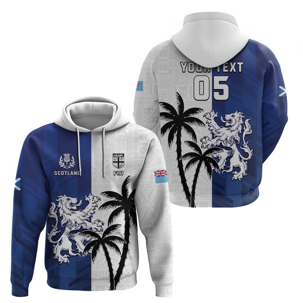 Fiji And Scotland Rugby Custom Hoodie Fijian Palm Tree With Thistle Together LT05