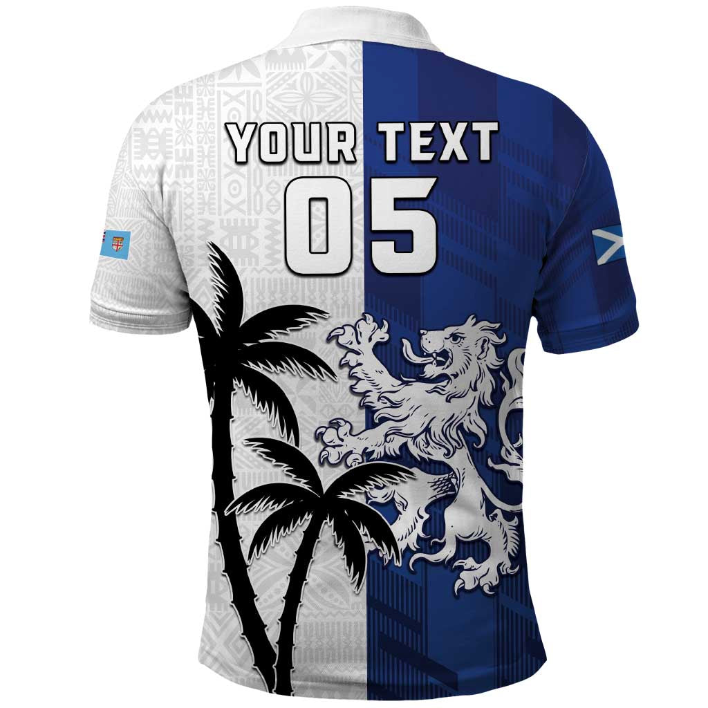 Fiji And Scotland Rugby Custom Polo Shirt Fijian Palm Tree With Thistle Together LT05