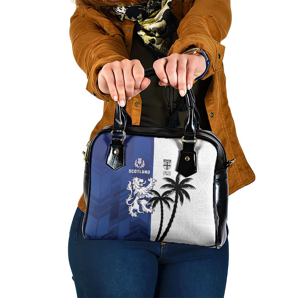 Fiji And Scotland Rugby Shoulder Handbag Fijian Palm Tree With Thistle Together LT05