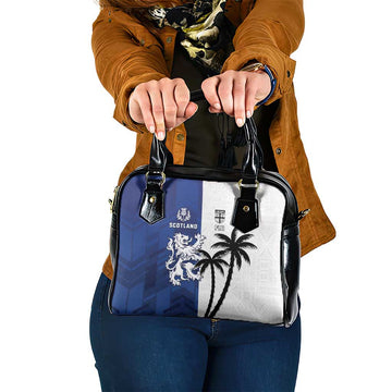 Fiji And Scotland Rugby Shoulder Handbag Fijian Palm Tree With Thistle Together LT05