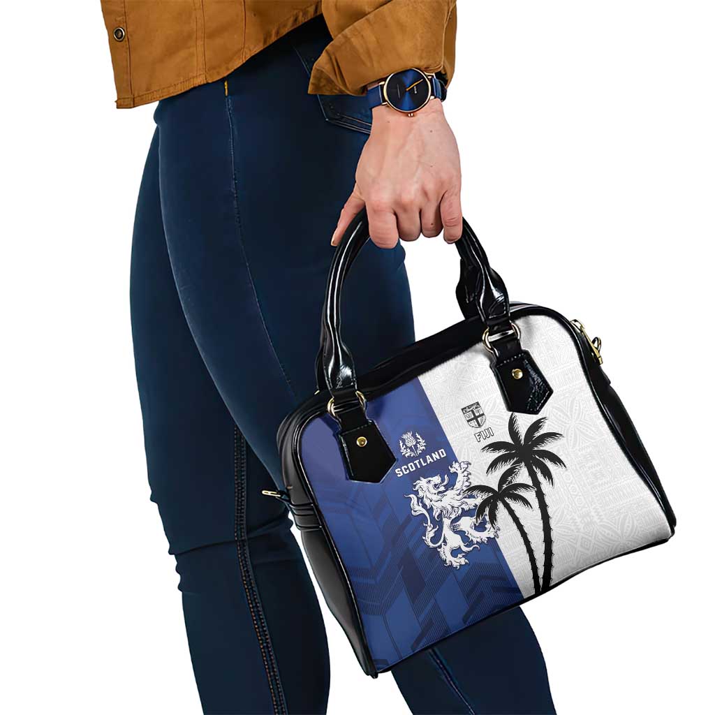Fiji And Scotland Rugby Shoulder Handbag Fijian Palm Tree With Thistle Together LT05