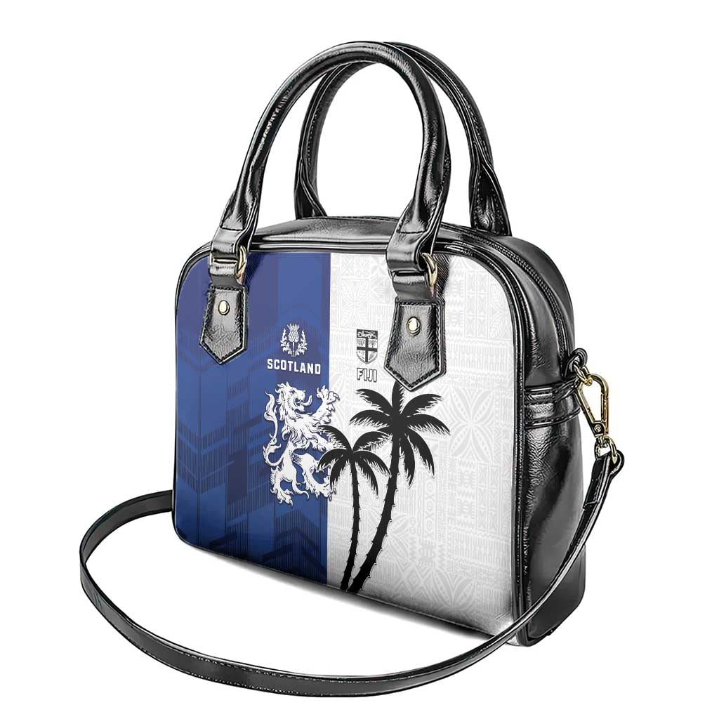 Fiji And Scotland Rugby Shoulder Handbag Fijian Palm Tree With Thistle Together LT05