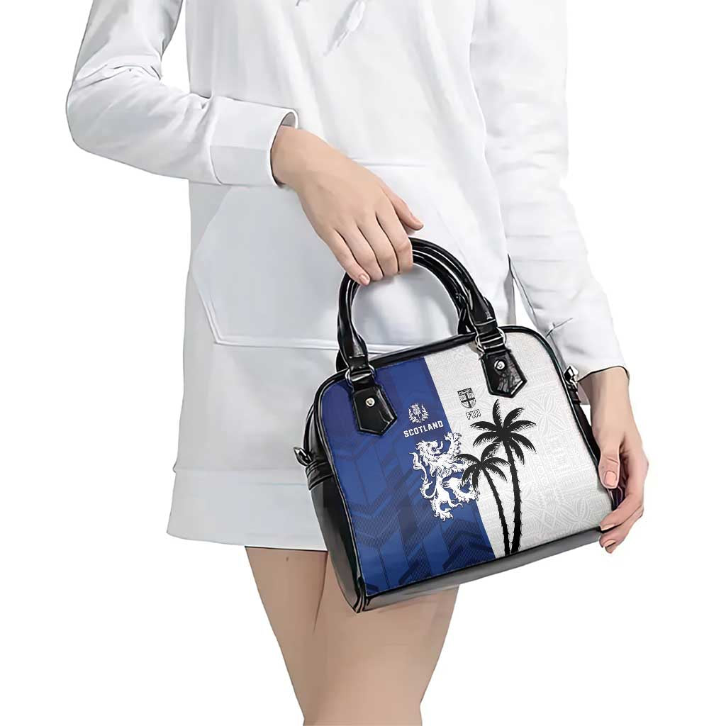 Fiji And Scotland Rugby Shoulder Handbag Fijian Palm Tree With Thistle Together LT05