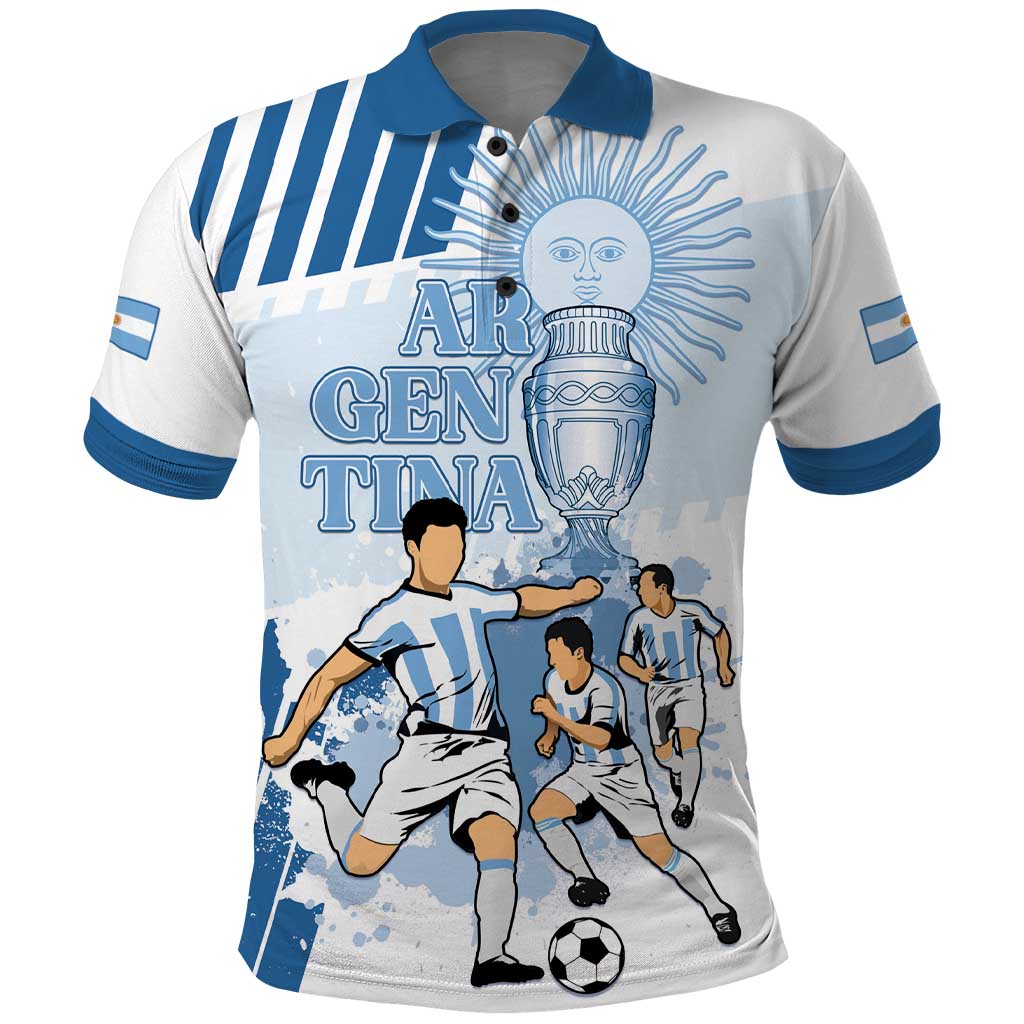Custom Argentina 2024 Football Polo Shirt Go Champions La Albiceleste LT05