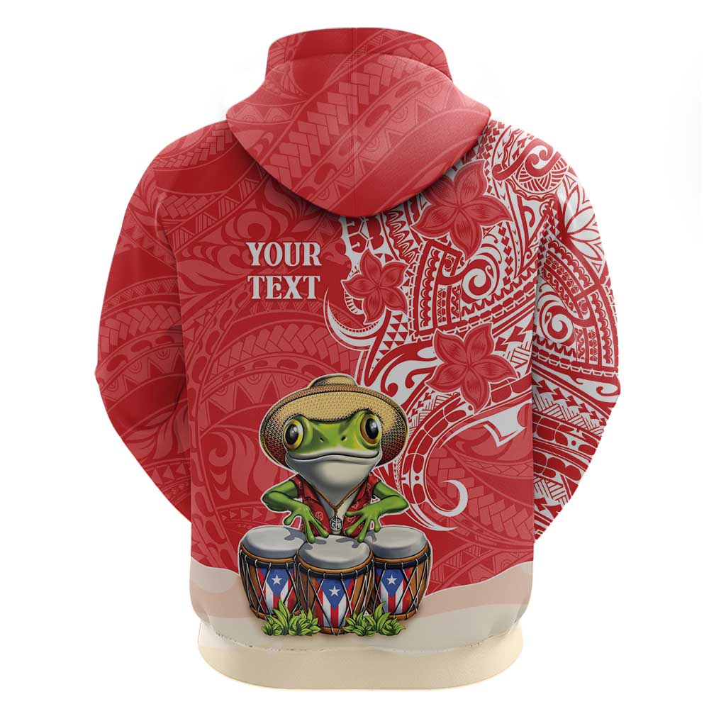Personalized Puerto Rico Hoodie Coqui Frog With Polynesian Pattern LT05