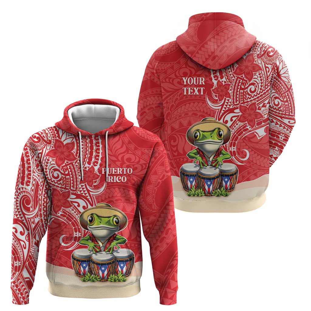 Personalized Puerto Rico Hoodie Coqui Frog With Polynesian Pattern LT05