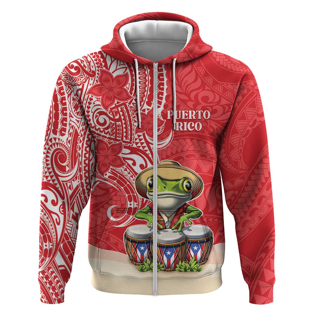 Personalized Puerto Rico Hoodie Coqui Frog With Polynesian Pattern LT05