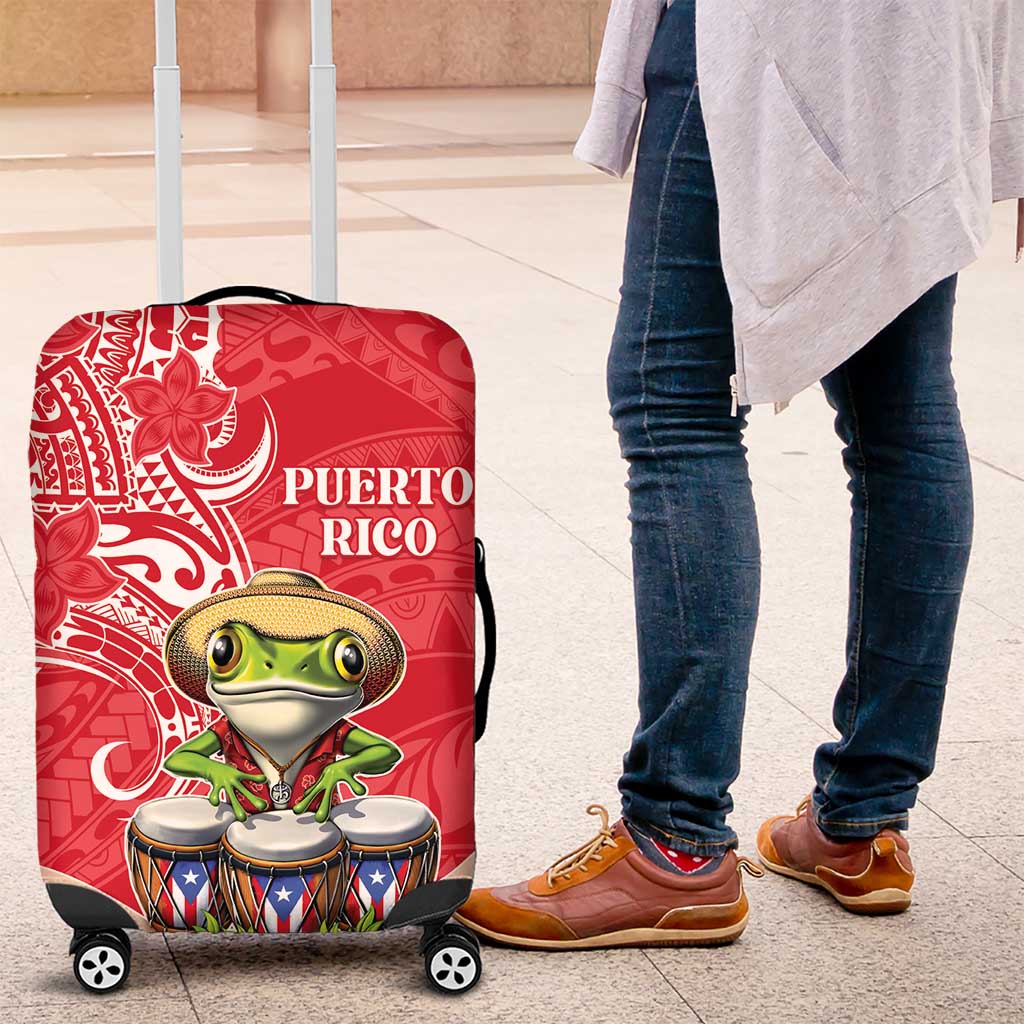 Puerto Rico Luggage Cover Coqui Frog With Polynesian Pattern LT05