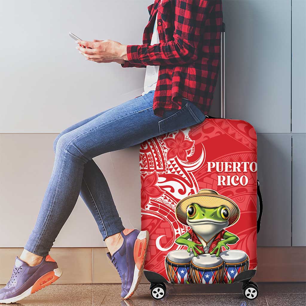 Puerto Rico Luggage Cover Coqui Frog With Polynesian Pattern LT05