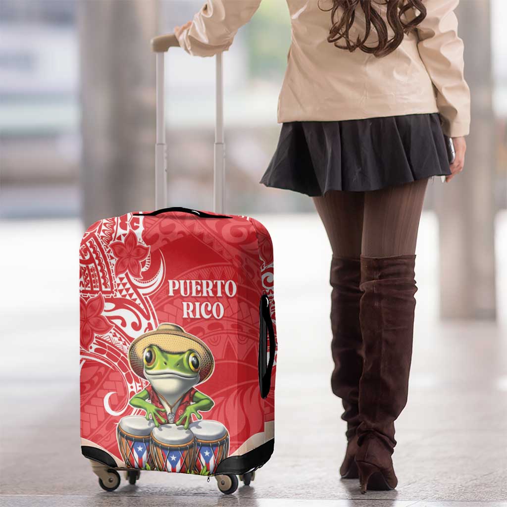 Puerto Rico Luggage Cover Coqui Frog With Polynesian Pattern LT05