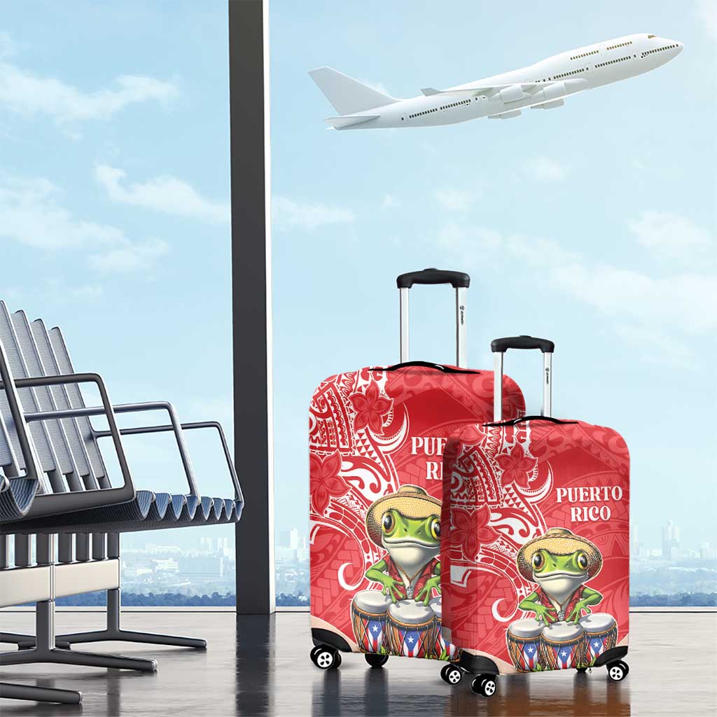 Puerto Rico Luggage Cover Coqui Frog With Polynesian Pattern LT05