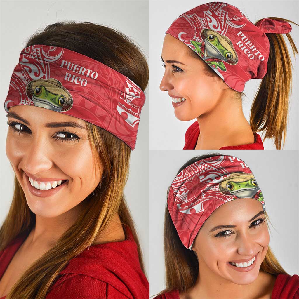 Puerto Rico Neck Gaiter Coqui Frog With Polynesian Pattern LT05