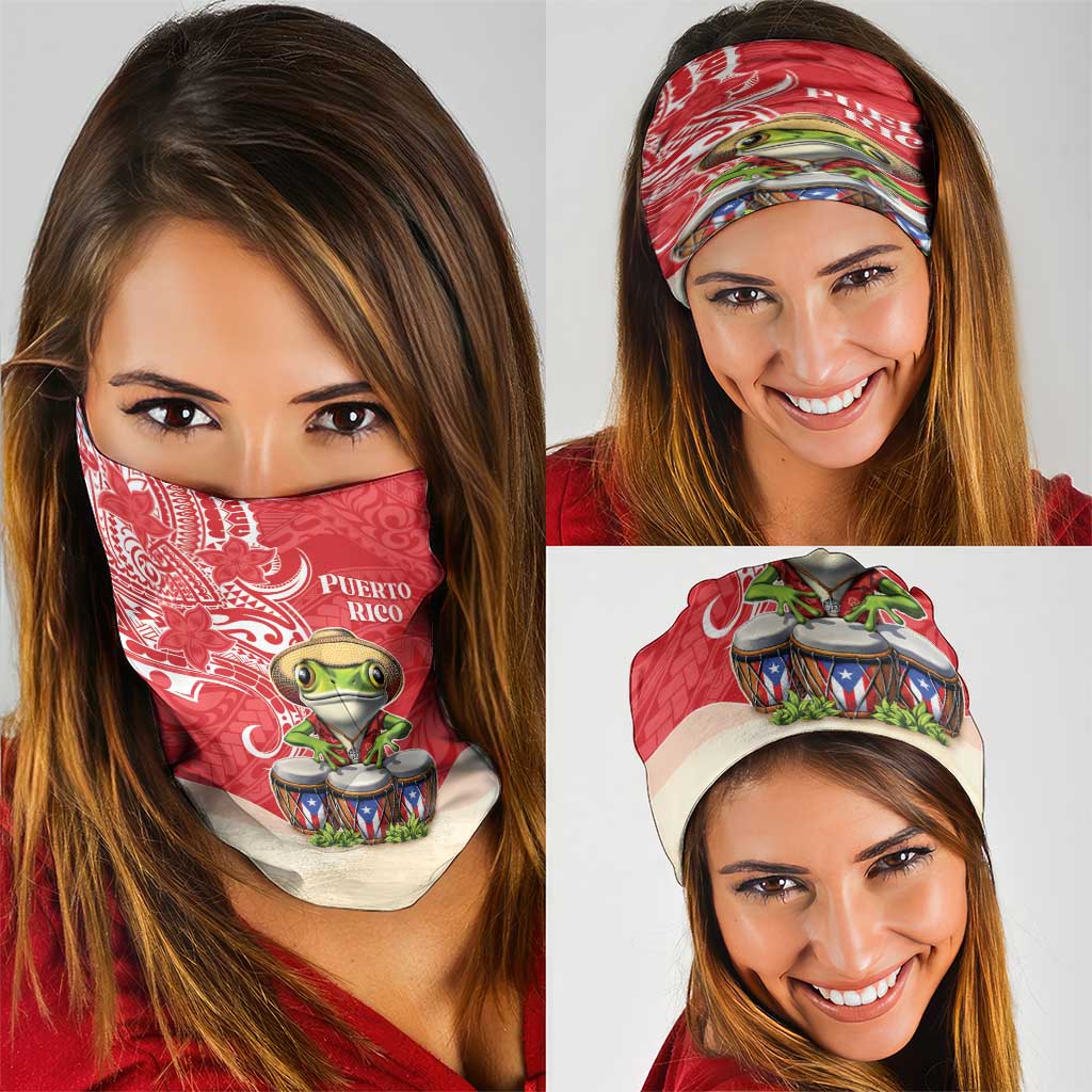 Puerto Rico Neck Gaiter Coqui Frog With Polynesian Pattern LT05