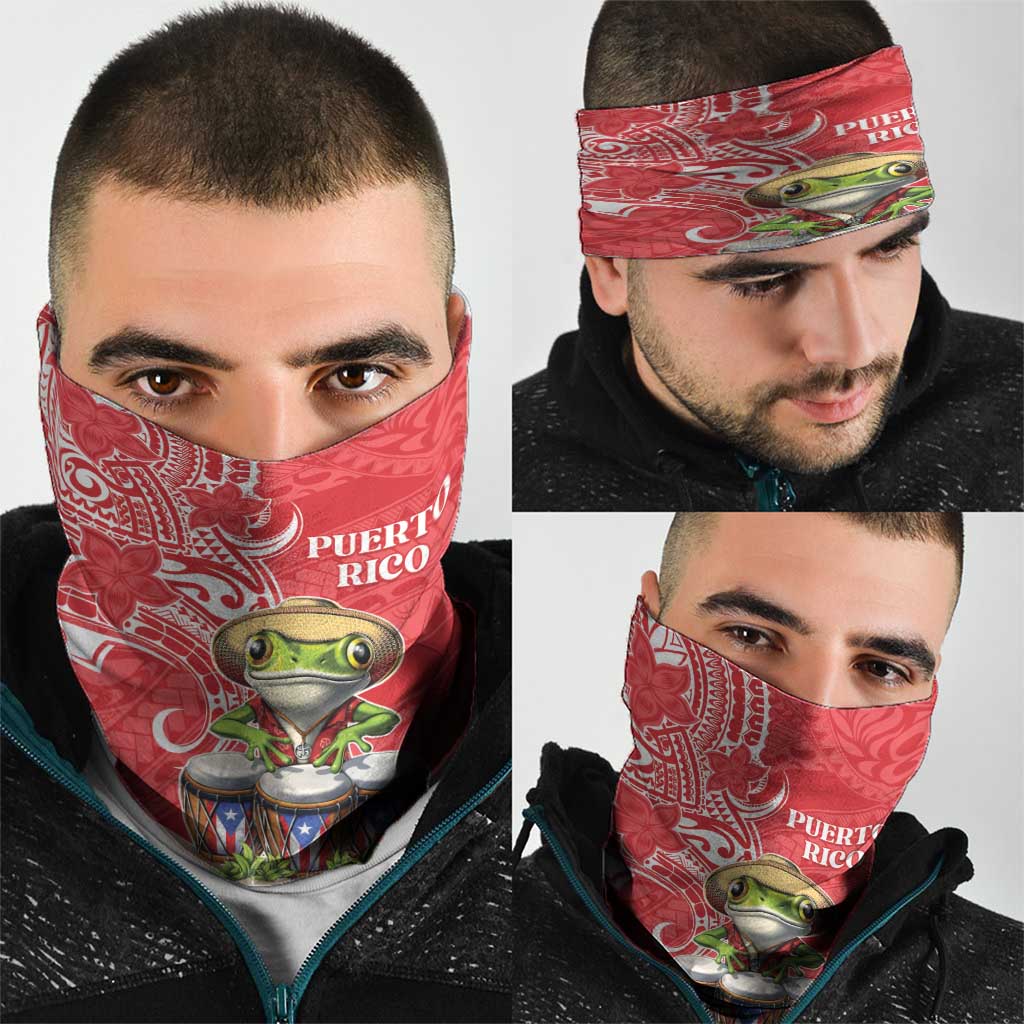 Puerto Rico Neck Gaiter Coqui Frog With Polynesian Pattern LT05