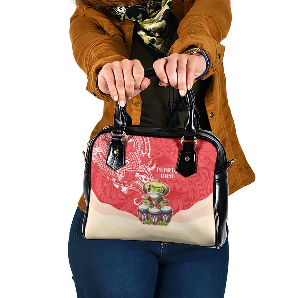 Puerto Rico Shoulder Handbag Coqui Frog With Polynesian Pattern LT05