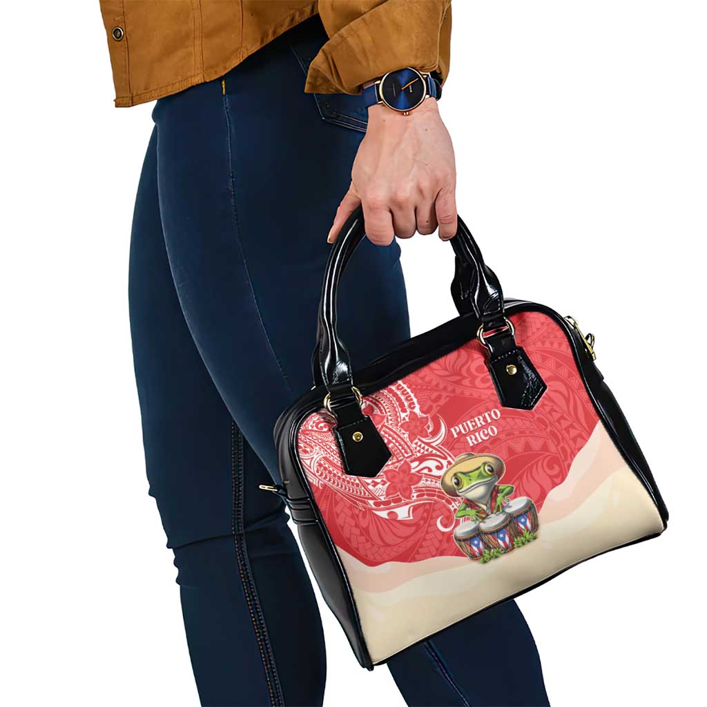 Puerto Rico Shoulder Handbag Coqui Frog With Polynesian Pattern LT05
