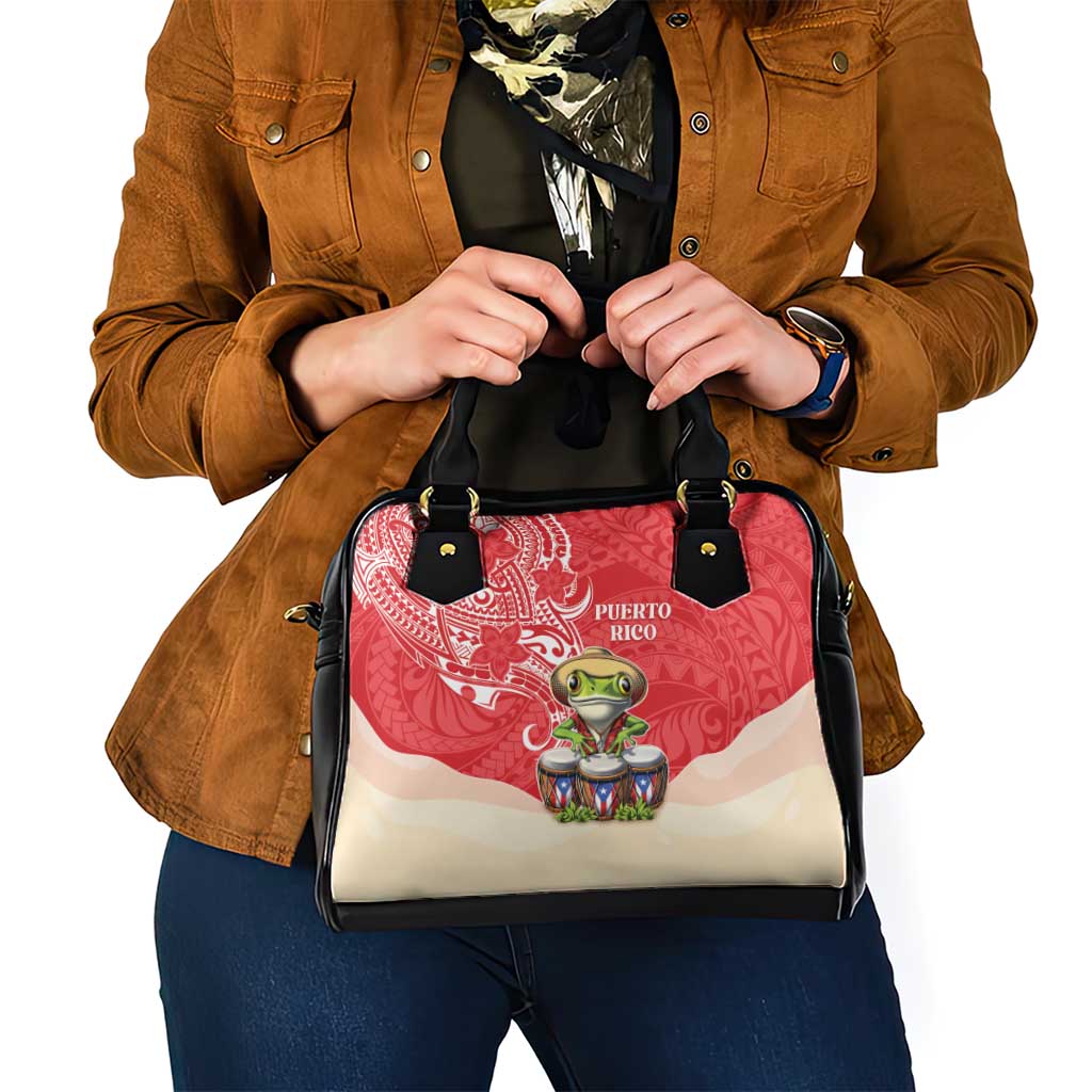 Puerto Rico Shoulder Handbag Coqui Frog With Polynesian Pattern LT05