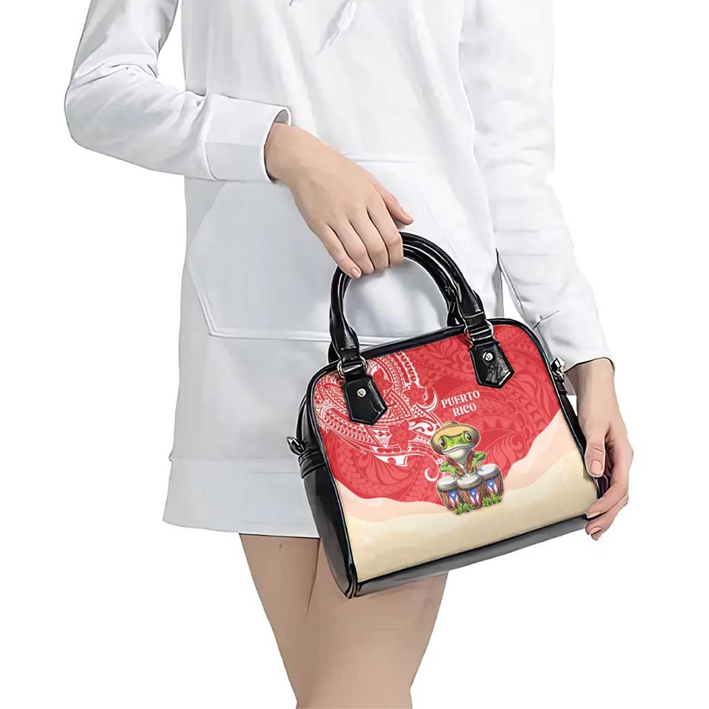 Puerto Rico Shoulder Handbag Coqui Frog With Polynesian Pattern LT05