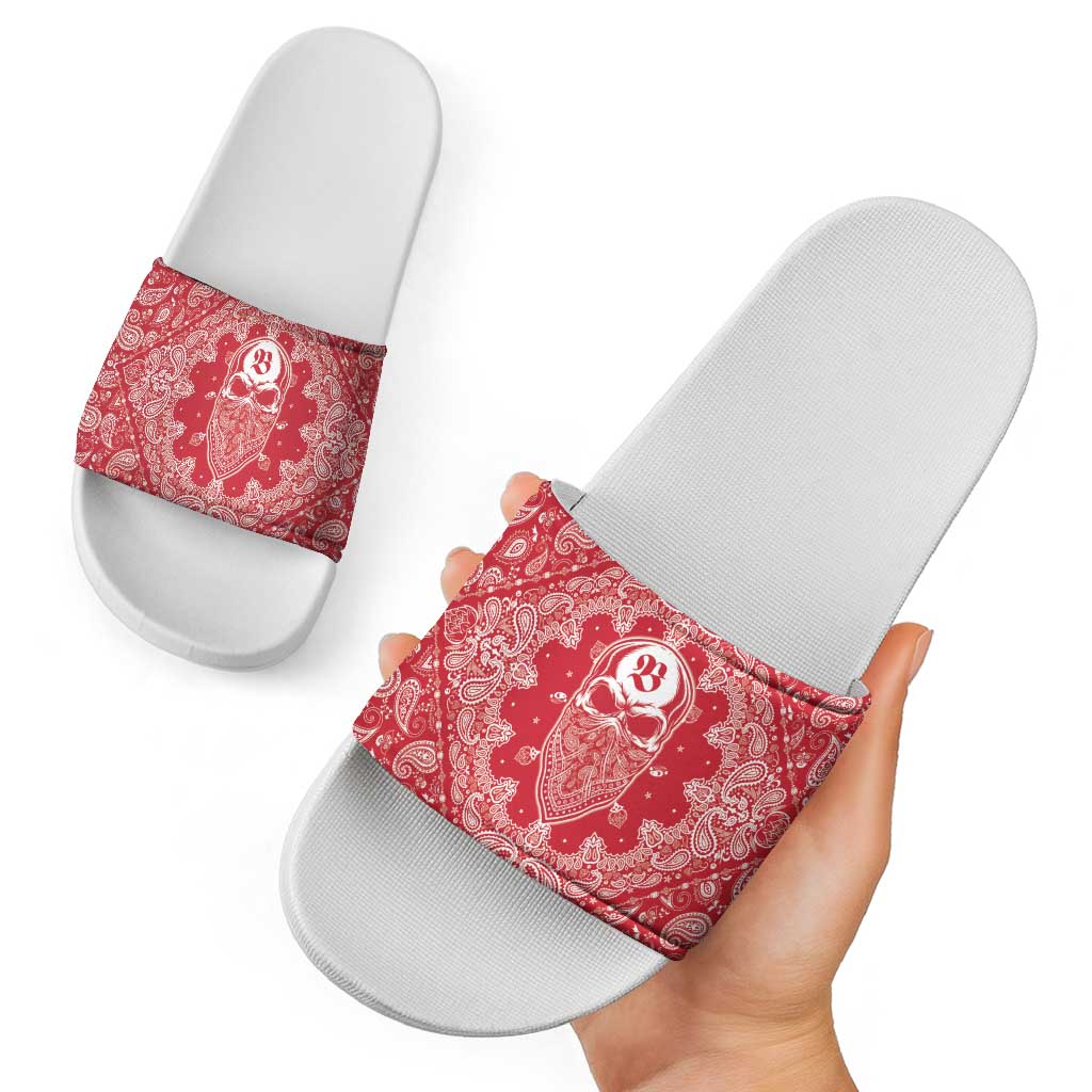 Red Paisley Slide Sandals Skull Gangster LT05
