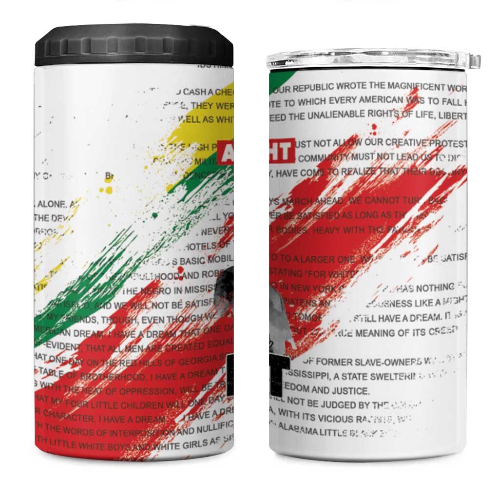 Martin Luther King 4 in 1 Can Cooler Tumbler Honoring The Legacy White Version LT05