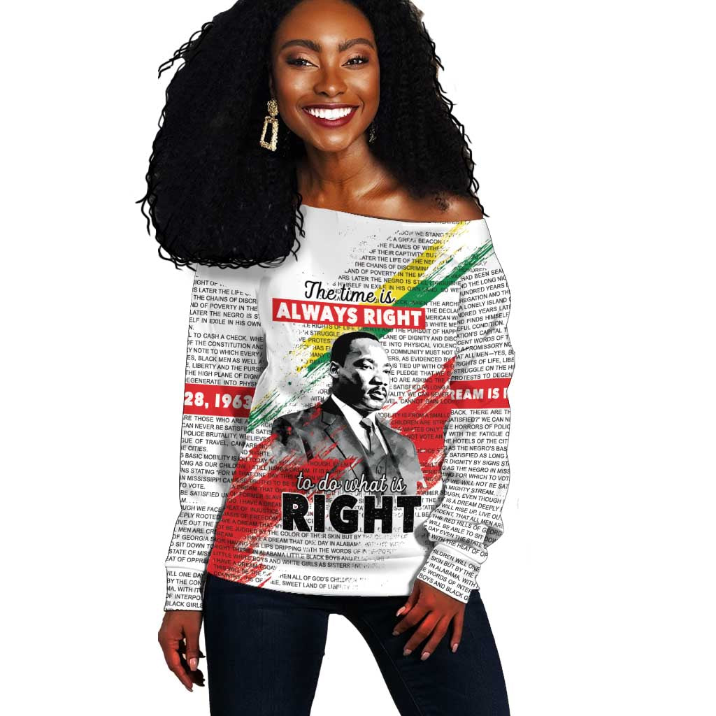 Martin Luther King Off Shoulder Sweater Honoring The Legacy White Version LT05