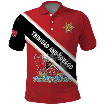 Personalized Trinidad and Tobago Polo Shirt Coat Of Arms Flag Style LT05