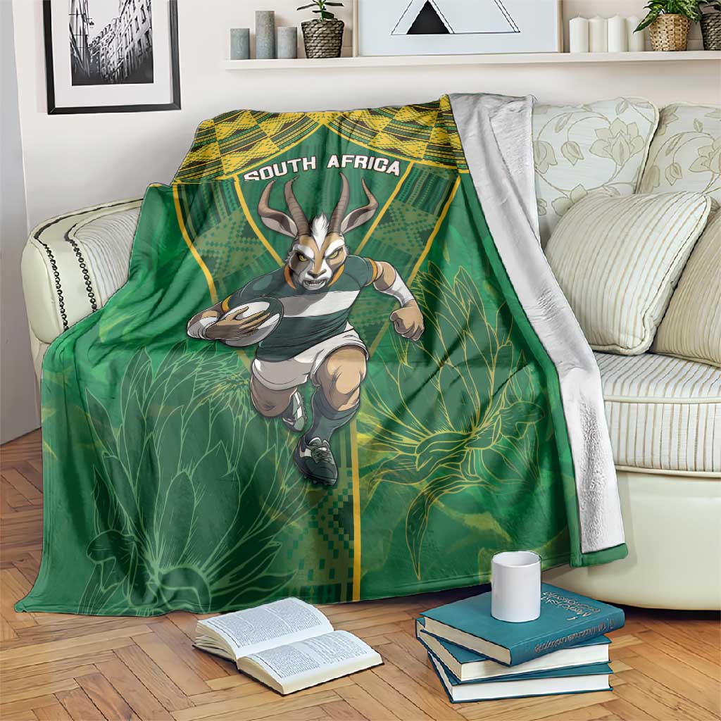 South Africa Rugby 2024 Blanket Go Bokke African Pattern LT05