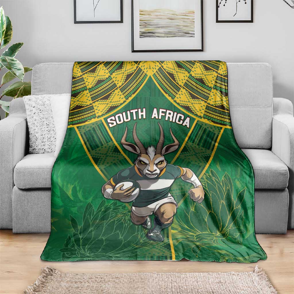 South Africa Rugby 2024 Blanket Go Bokke African Pattern LT05