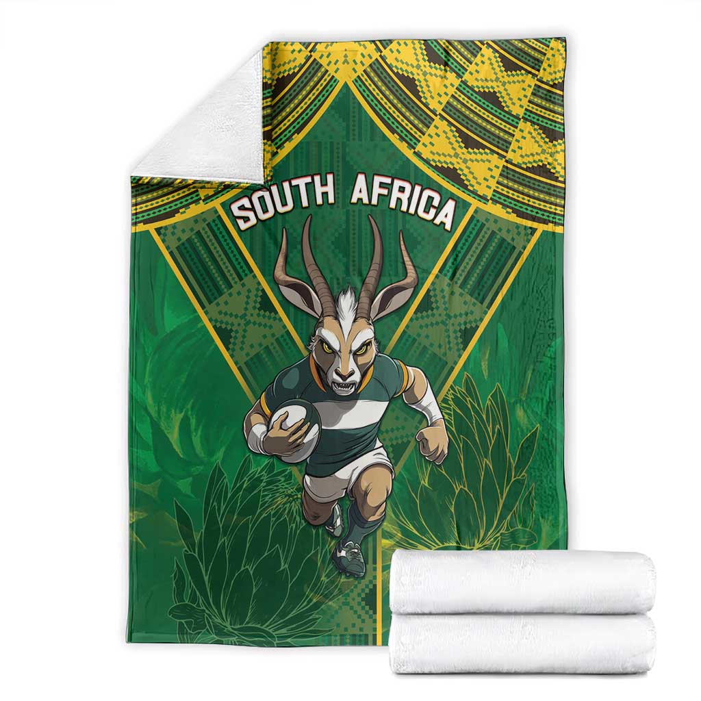 South Africa Rugby 2024 Blanket Go Bokke African Pattern LT05