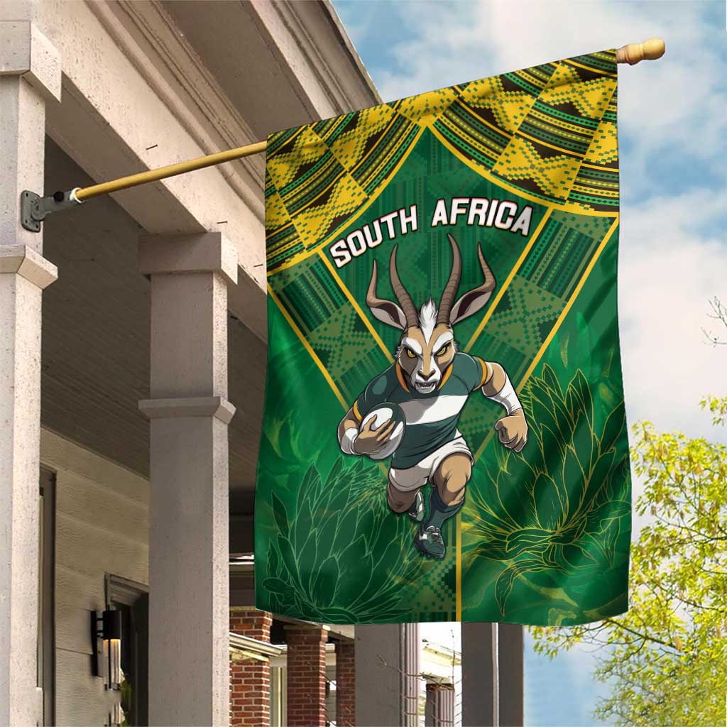 South Africa Rugby 2024 Garden Flag Go Bokke African Pattern LT05